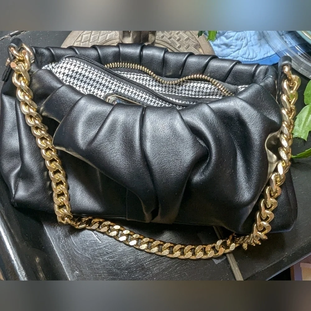NWOT Madison West Rusched Bag in Black
